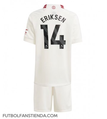 Manchester United Christian Eriksen #14 Tercera Equipación Niños 2023-24 Manga Corta (+ Pantalones cortos)